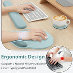 Sushret Mouse Pad and Keyboard Wrist Rest, 3-in-1 Gel Memory Foam Ergonomic Mouse Pad with Wrist Rest Set, Gaming Mousepad Arm Cushion Support for Computer Office Desk Accessories Cute, Seafoam Blue - Image 2