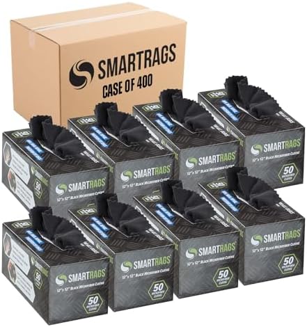 Arkwright Smart Rags Microfiber Cleaning Cloths Bulk, Case of 400, Lint Free 180 GSM Reusable Towels for Auto, Office and Household Cleaning, 12 x 12 in, Black by Arkwright