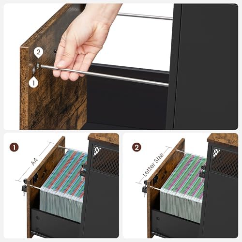 VASAGLE 2 Drawer File Cabinet with Lock, Rolling Printer Stand - Image 5