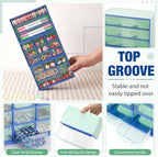 Briwooody 4 Pcs Mini Desktop Drawer Storage Box 3 4 6 9 Compartment, Green - Image 4