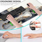 Keyboard Wrist Rest and Mouse Pad with Wrist Support Set Ergonomic Coaster,Memory Foam,Easy Typing Pain Relief,Large XL Desk Mat 31.5"x 11.8",Black Gold Marble - Image 6