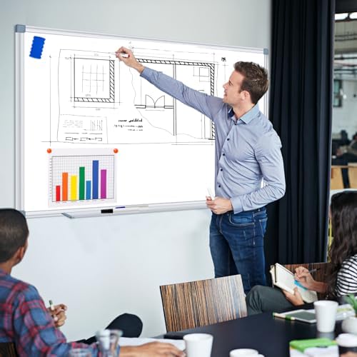 H-Qprobd White Board Dry Erase Boards for Wall 5' x 3' Magnetic Whiteboard - 60"x36" Aluminum Presentation Large Whiteboard with Long Pen Tray, 6 Markers, 2 Erasers &12 Magnets - Image 6