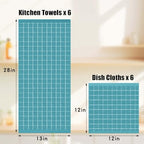 Homaxy Cotton Terry Kitchen Towels and Dishcloths Set of 16, Lake Blue - Image 4