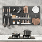 MULSAME Pegboard Combination Kit, Wall Mounted Storage Set with 4 Pegboards & 14 Accessories Hanging, Black Peg Boards Organizer for Walls Display, Crafts Organization, Kitchen Organizer, 22" x 22" - Image 6