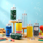 Meanplan 24 Sets Back to School Gifts Bulk Plastic Cup with Lid and Straw - Image 2