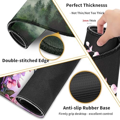 Forest Desk Pad Large Gaming Mouse Pad Set 35.4 x 15.7 with Keyboard Wrist Rest, Wrist Support, and Coaster Memory Foam Smooth Desk Pad Mousepad for Home Office School - Image 7