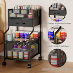 SWTYMIKI Under Desk Storage Cart- Art Storage Cart with Drawers & DIY Divider - Office Cart Organizer Under Desk Shelf, Craft Rolling Cart for Office, Craft Room & Studio Black - Image 6