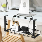 Under Desk Cable Management Tray 2 Pack, Xpatee Wire Management No Screws, Cable Tray with Clamp for Wire Management, Computer Code Rack for Office, Home - No Damage to Desk Black - Image 6