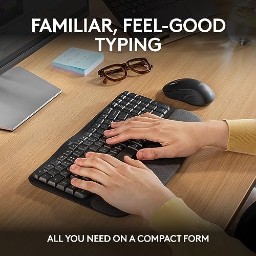 Logitech Wave Keys MK670 Wireless Ergonomic Keyboard Mouse Combo - Graphite - Image 3