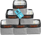 OrganiHaus 12x8in Canvas Storage Baskets, 6 Pack - Fabric Bins for Shelves by OrganiHaus