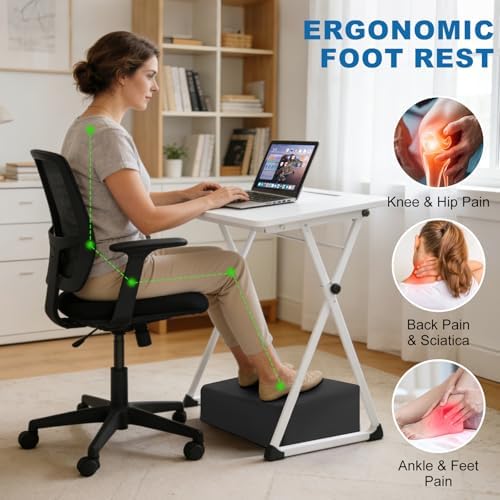 Adjustable Foot Rest Under Desk, Black - Image 3