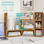 NUTIKAS Desk Shelves Desktop Organizer Shlef - Rustic Office Organization for Top of Desk Organizers and Accessories Corner Bookshelf Table Top Shelving Small Hutch Decorations for Office - Image 5