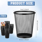 24 Pack Metal Pen Holder, Wire Mesh Pen Cup Pencil Holder Black Metal Pencil Cup for Home Office Desk Pen Holder Supplies - Image 2