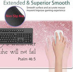 Large Gaming Mouse Pad + Keyboard Wrist Rest + Wrist Support + Coaster Set, Memory Foam Ergonomic for Easy Typing, XXL Extended Gaming Mouse Pad Table Pad - Bible Psalm 46:5 - Image 4