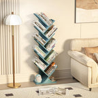 10 Tier Tree Book Shelf, Floor Standing Wood Bookshelf for Narrow Space - Image 5