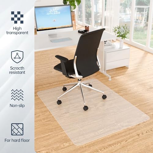 Office Chair Mat for Hardwood Floor, Ship Flat 48"x30" Heavy Duty Floor Protector for Desk, Plastic Rolling Chair Mats, Clear Floor Mat Smooth Glide, No Divot, Rectangle - Image 4