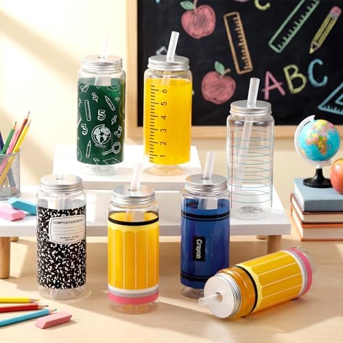 Meanplan 24 Sets Back to School Gifts Bulk Plastic Cup with Lid and Straw - Image 5