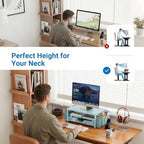 OPNICE Desk Organizers and Accessories, Computer Monitor Stand Riser with Drawer and 2 Pen Holders, Printer & Laptop Stand, Office Desk Accessories & Workspace Organizers for Home Office Supplies, Soft Blue - Image 3
