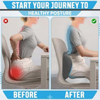 Large Memory Foam Seat Cushion Lumbar Support Pillow for Sciatica & Tailbone Pressure Relief Coccyx Pad for Office Chair, Car,Wheelchair,Home,Office - Image 3