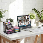6 PCS Mesh Pen Holder Desk Organizer, Metal Pen Holder Sticky Notes Pencil Holder Caddy Desk Pen Organizer for Office Supplies Workspace School Home, Black - Image 5