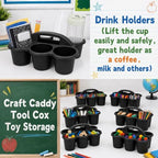 6 Pack Classroom Caddy With Handle for School Supplies, Black - Image 5