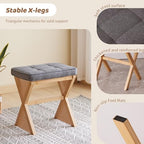 Foot Stool Small Ottoman Foot Rest Padded Foot Stool Desk for Under Office Desk Vanity Stool Bamboo Footstool Sofa Footrest Shoe Stool Small Foot Stools (Natural Legs + Gray) - Image 4