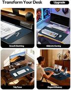 YSAGi Leather Desk Protector, Office Mat, Large Mouse Mat, Non-Slip PU Leather Blotter, Laptop Desk Mat, Waterproof Writing Pad for Office and Home(Dark Blue, 63" x 17.2") - Image 2
