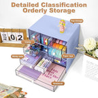 Desk Organizer with 9 Drawers, 4 Tier Plastic Stackable Storage Drawers for Desk Storage, Office Stationary Makeup Organizer Suit for Home, Office and School - Image 4