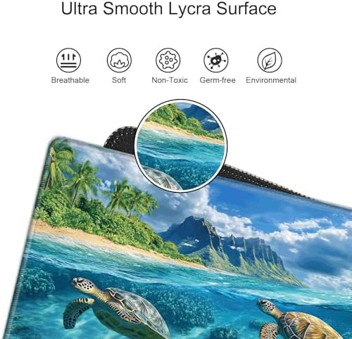 36x24 Desk Mat Sea Turtle Mouse Pad Oversized Huge Mousepad Gaming XXXL Extra Large Desk Pad Giant Computer Mat with Stitched Edges Non-Slip Rubber Base for Office Work Home Game - Image 4