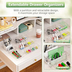 BLULEE 4-in-1 Expandable Drawer Organizer Set, Adjustable Clear Bins - Image 2