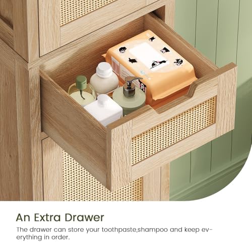 Iwell 66.9" Tall Bathroom Storage Cabinet with 2 Doors & 1 Drawer - Image 6
