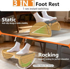 Bamboo Foot Rest for Under Desk at Work 3-in-1 Desk Footrest with Cushion - Image 3