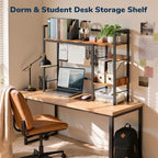 Desk Shelf, 38.6" Desk Hutch with Pegboard Hooks Set, Rustic Brown - Image 4