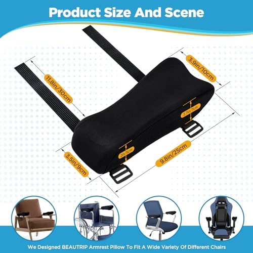 BEAUTRIP Ergonomic Armrest Pads- Office Chair Arm Rest Cover Pillow - Elbow Support Cushion for Computer, Gaming and Desk Chairs (Set of 2) - Image 5