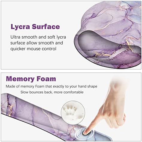 ARTSO Large Mouse Pad Ergonomic Keyboard Wrist Rest Support Set, Memory Foam Gel Wrist Pad, Extended Desk Mat Protector, Non-Slip Desk Blotter, Purple Blue Marble - Image 4