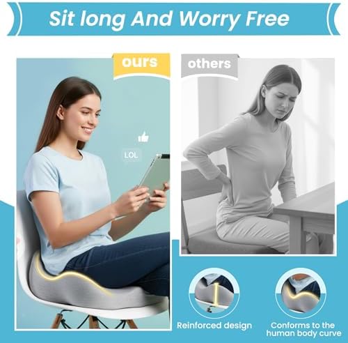 Seat Cushion,Ergonomic Chair Cushions for Sit Bone Tailbone Pain Relief,Sciatica & Back Support,Memory Foam Butt Pillow for Office,Car,Home,Gaming,Wheelchair - Image 4