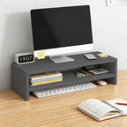 Solid Wood Monitor Stand Riser & Laptop Stand Desk Organizer - Office Accessories for PC Workspace, Computer Organization, Countertop Hutch Dark Grey 19.7x7.9x5.2in by Unknown