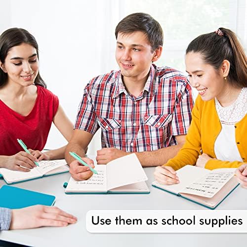feela 12 Pack Notebooks Journals Bulk, Hardcover Notebook Classic Ruled Journal Set with Pen Holder for School Business Work Travel Writing, with 12 Black Pens, 120 GSM, 5.1”x8.3”, A5, Teal - Image 6