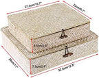 Hipiwe Set of 2 Flat Woven Wicker Basket Bins with Lid Natural Seagrass Box - Image 6