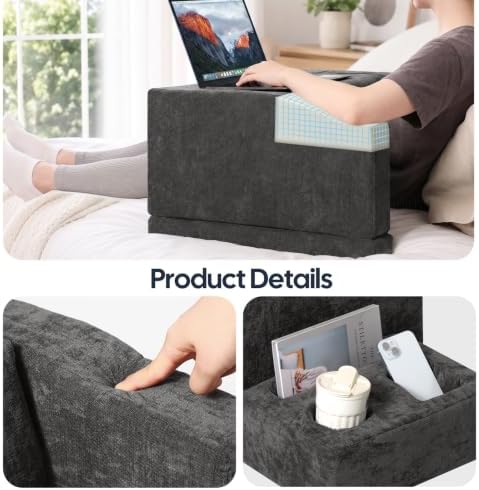 Lap Desk Pillow for Laptop, 2-in-1 Reading Pillow with Arm Rest for Lap - Image 6