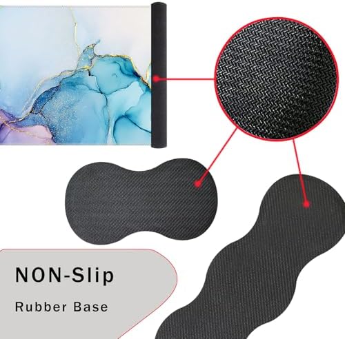 Keyboard Wrist Rest and Mouse Pad with Wrist Support Set Ergonomic Coaster,Memory Foam,Easy Typing Pain Relief,Large XL Desk Mat 31.5"x 11.8",Cyan Blue Marble - Image 3