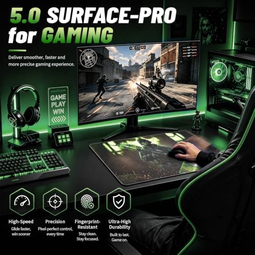 Glass Gaming Mouse Pad, 5.0 Nano Etched Surface, Custom PU Non Slip Base, Esports Level Speed & Precision, Tempered Glass, Waterproof & Durable, 490mm*420mm Large Size for FPS Gaming (Counter-Strike) - Image 3