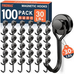 FINDMAG Magnetic Hooks, 30LB+ Magnet Hooks for Hanging, 100 Pack, Black by FINDMAG