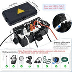 Hrensaw Medium Outdoor Electrical Box(10.6x5.5x4.5inch),Weatherproof Connection Box w/6 Cable Entry,IP54 Waterproof Extension Cord Cover Protect Power Strip,Timer,Plug,Holiday Lights,Black (Pack of 2) - Image 2