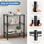 HealSmart 3-Tier Metal Wire Storage Shelves, Adjustable Standing Storage Rack Shelf, Heavy Duty Steel Shelving Unit Organizers for Kitchen Bathroom Pantry Garage, 23.2" W×13.4" D×30.3" H, Black - Image 7