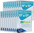 11" x 17" Magnetic Sign Holder, Self-Adhesive Double-Sided Display Frame for Glass, Window, Door, Wall – Magnetic Poster & Document Holder, 20 Pack, Silver by VAIIGO