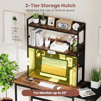 Desktop Bookshelf, 37” Desk Hutch Dorm with Pegboard - Image 3