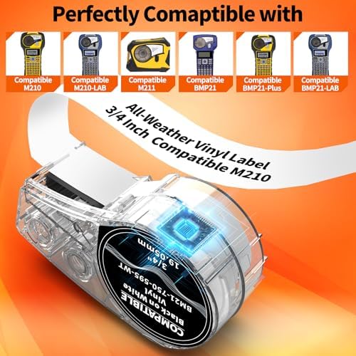 5-PK Replace for M21-750-595-WT All-Weather Vinyl Label .75'' W 21' L White - Image 2