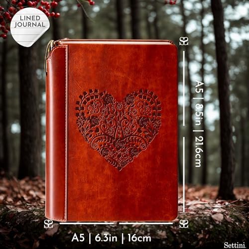 SETTINI® Vegan Leather Journal Gift Set with Pen 192 Pages, Heart - Image 3