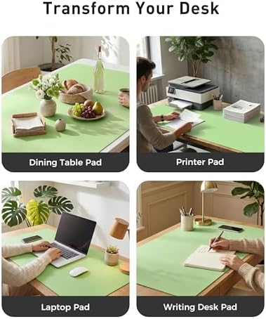 Aothia Faux Leather Desk Mat - Large Mouse Pad, Non-Slip PU Leather Blotter, Waterproof Writing Surface for Office and Home (Foam Green, 63" x 17") - Image 6